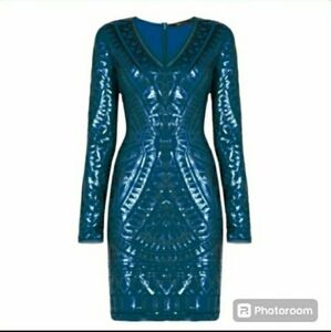 BCBGMAXAZRIA DRESS FULL SEQUIN COCKTAIL WEDDING GUEST WOMENS XXS